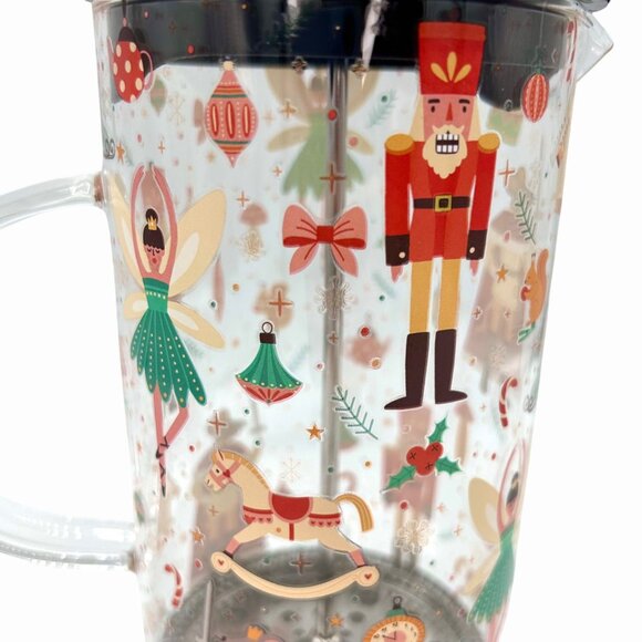 NWT NORDSTROM CHRISTMAS HOLIDAY NUTCRACKER SUITE GLASS FRENCH PRESS COFFEE MAKER - Picture 6 of 8